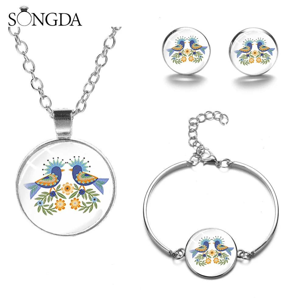 Модный набор ювелирных изделий с полированным фольклорным рисунком в стиле бохо