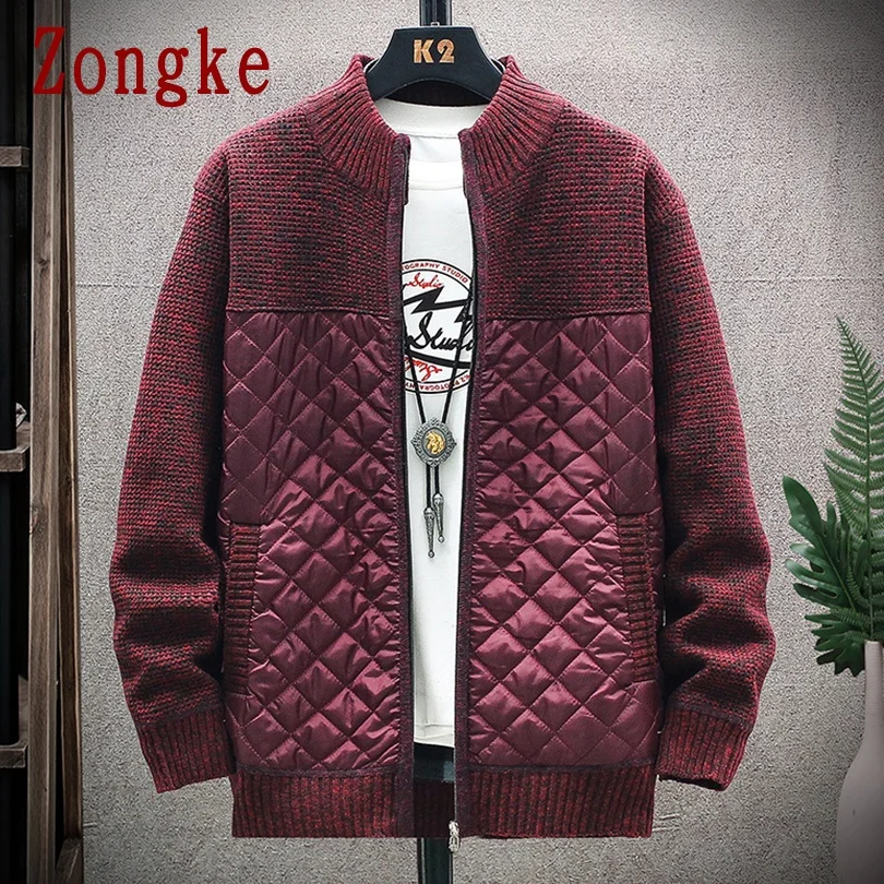

Zongke Thick Argyle Mens Cardigan Knitted Top Autumn Winter Sweater Men Clothing Casual Warm Coats 2021 New Arrival M-3XL