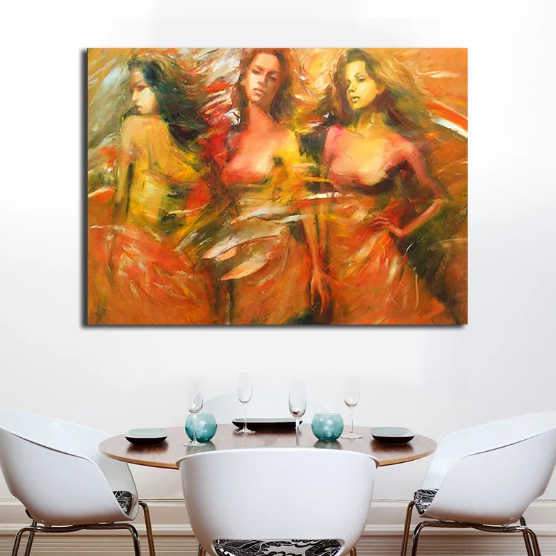 Танцы сексуальная девушка картина маслом современная модная открытая Женская
