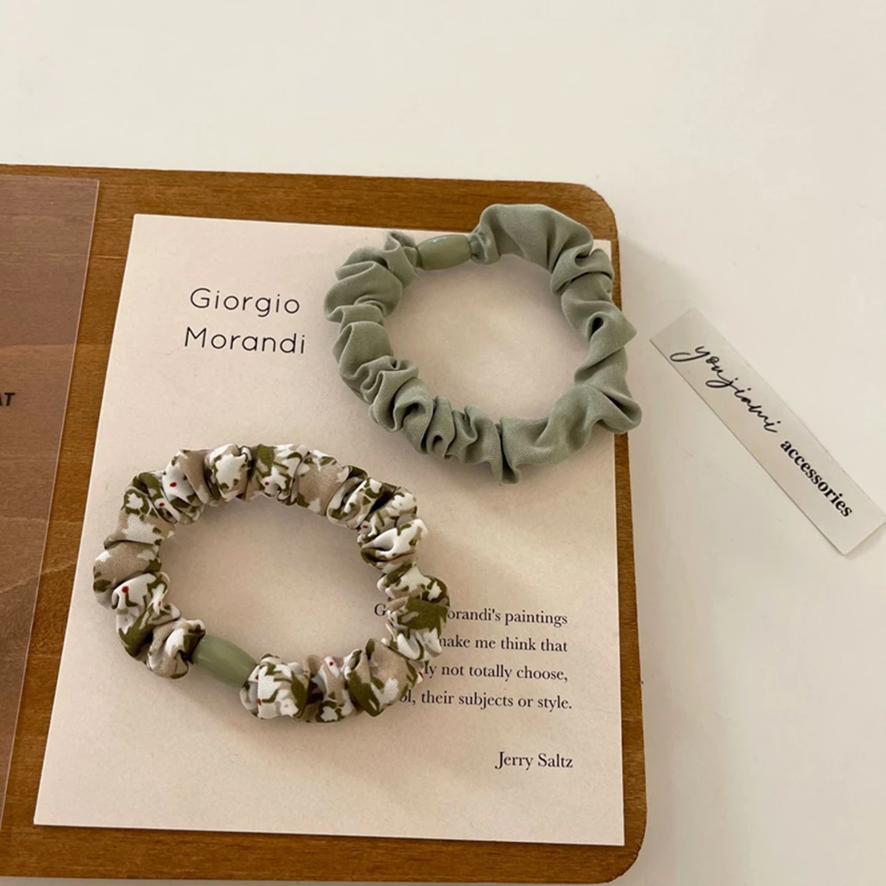 

2Pcs/set Woman Hair Scrunchies Set Solid Pleated Rubber Band Girls Ponytail Holders Hair Ties Women Hair Accessories