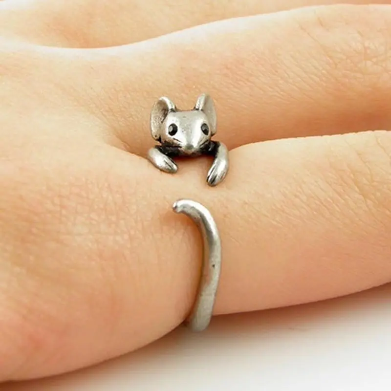 

Vintage Cute Mouse Rings for Women Simple Metal Women's Adjustable Ring 2021 New Arrivals Female Party Jewelry Accessories Gifts