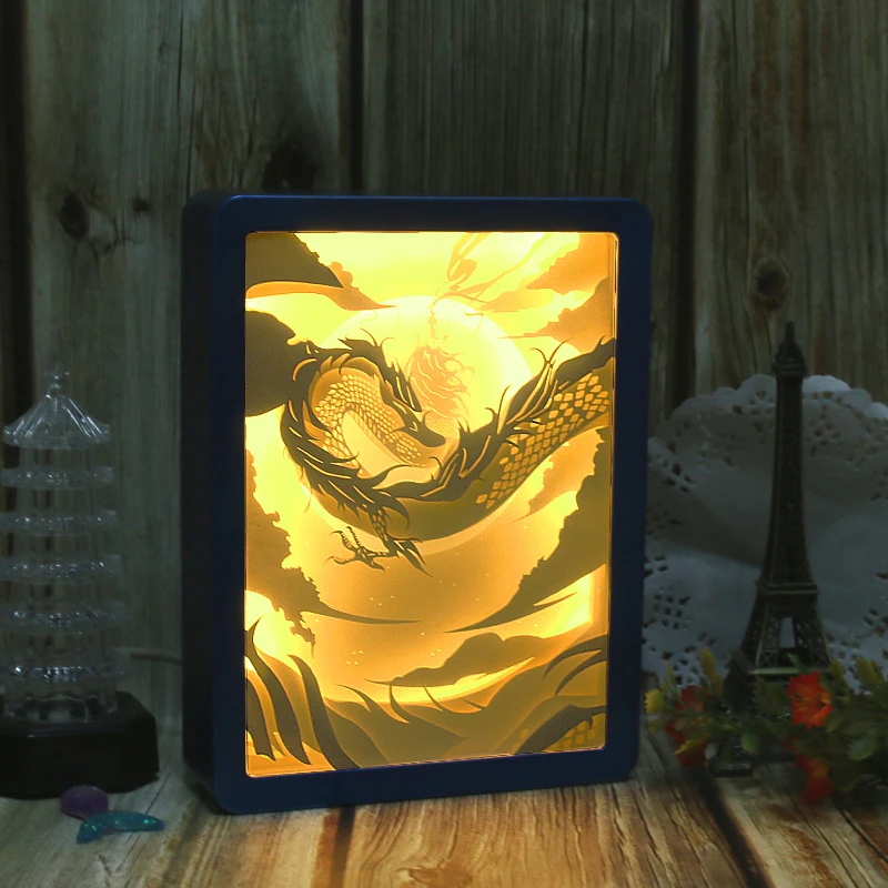 Гирлянда со светодиодной подсветкой 3D рамка для теней сделай сам Бог дракон