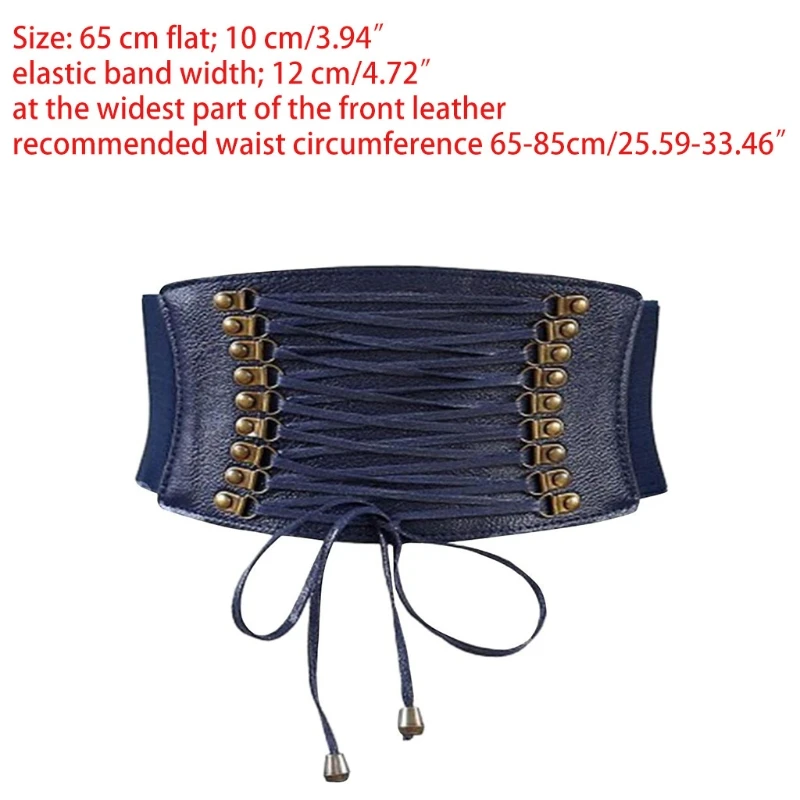 

Women Elastic Wide Band Tied Waspie Girl Corset Waist Punk Cincher Belt PU Leather Ladies