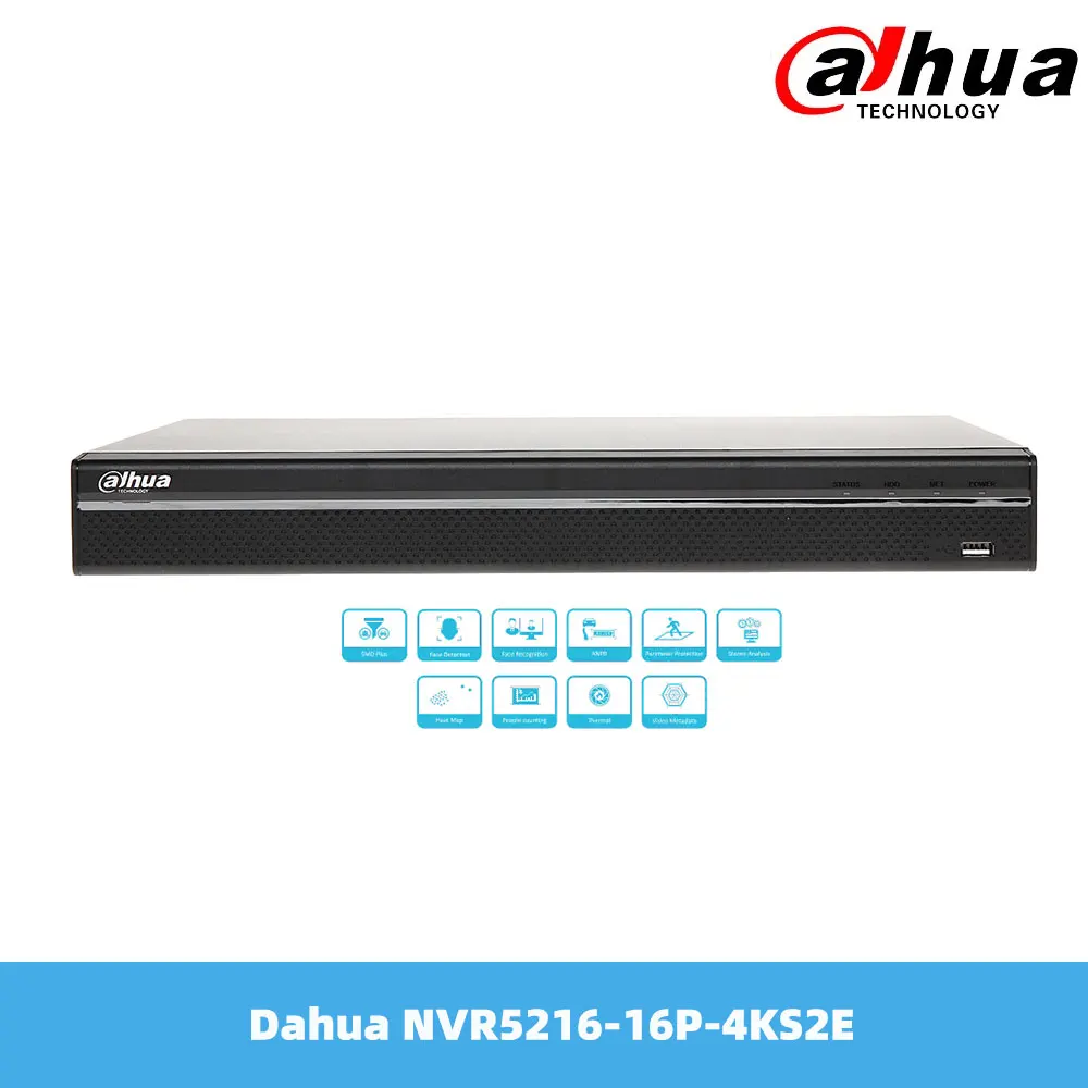 

Dahua 16CH 16PoE Ports 8MP Resolution 4K&H.265 Smart 1U Lite Network Video Full HD 1080P Recorder NVR5216-16P-4KS2E