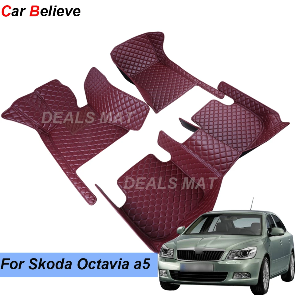 

100% Fit Auto Car Mats With Pockets Floor Carpet Rugs For skoda octavia a5 2004 2005 2006 2007 2008 2009 2010 2012 accessories