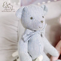 luxury handmade cottonteddy bear cloth doll newborn gift lovely blue striped joint bear stuffed animal toys