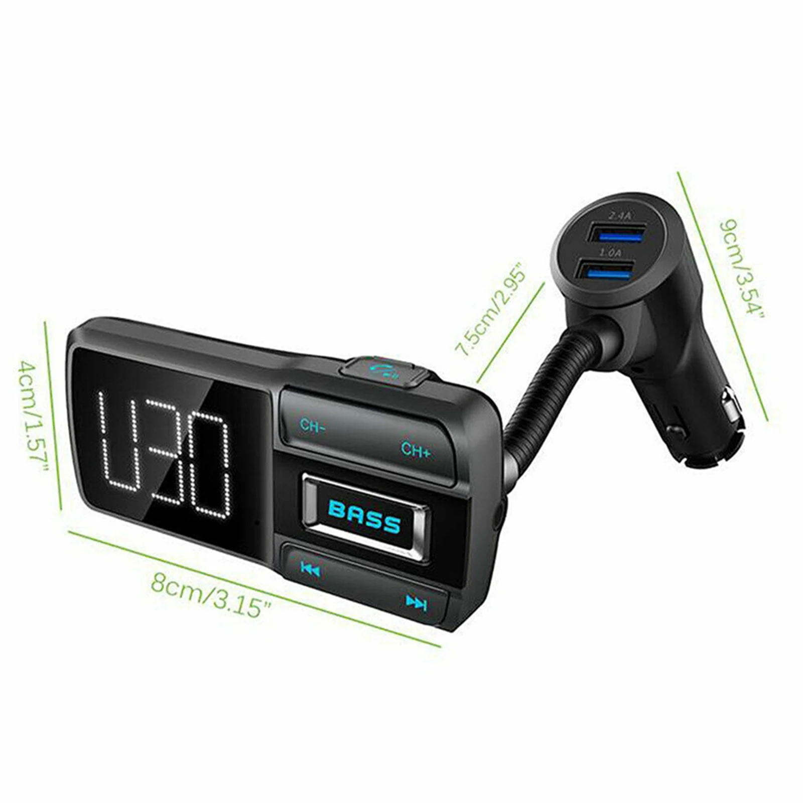 

BT770D Wireless Car Kit QC3.0 + 5V 2.4A Dual USB Port Car Charger MP3 Player Support Hands-Free Call bluetooth car adapter