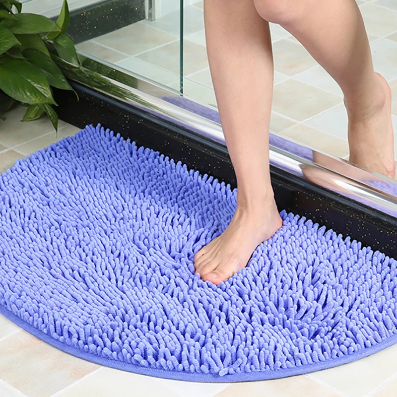

Non-slip Chenille Bath Mat Semicircle Entrance Doormat Solid Color Dirt Barrier Cushion Absorbent Kitchen Bathroom Rugs Foot Mat