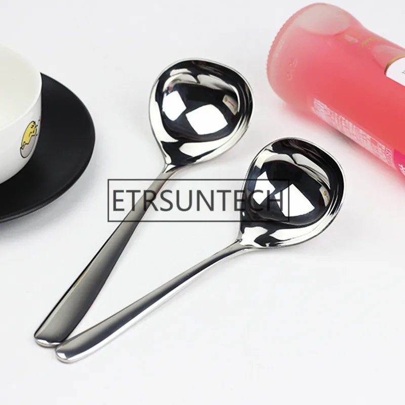

50pcs Stainless Steel Spoon Soup Spoon Korean Style Round Head Long Handle Spoon Dinner Drinking Spoon Tableware Tool