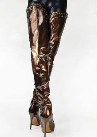 

2021 spring rivet sexy knee high boots
