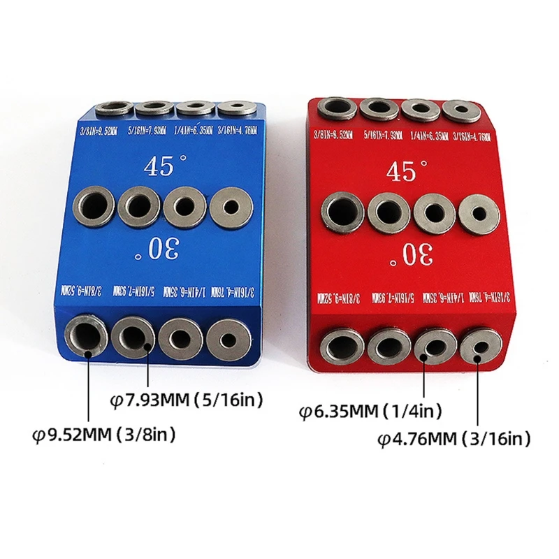 

Woodworking Drilling Locator Tool Kit Aluminum Alloy Pocket Hole Jig Kit System Drill 30/45/90 Degree for Carpenter