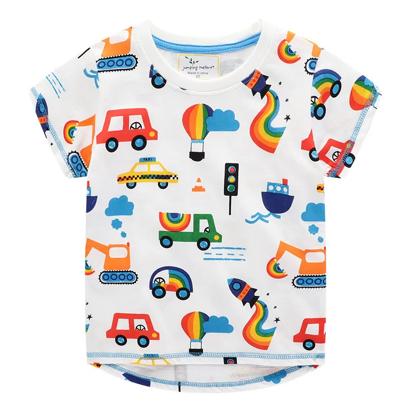 Футболка для мальчиков летняя новая футболка с мультяшными машинками хлопковая