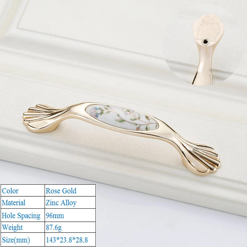 Rose Gold 6122-96mm Цинковый сплав высокого класса Eden пасторальный розовое золото мебельная дверная ручка для шкафа Европейский стиль шкаф внутренняя дверная ручка - Цвет: Rose Gold 6122-96mm