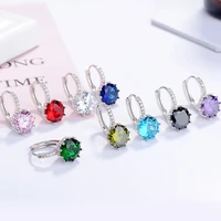 womens fashion exquisite hoop earrings shiny crystal round aaa zirconia classic hoops colorful earring piercing jewelry gifts