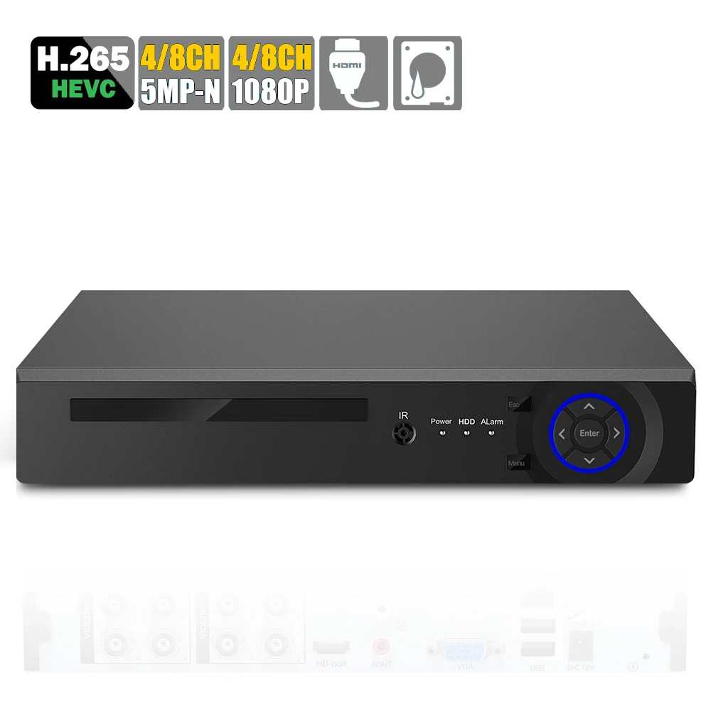 5MP N 8CH AHD DVR 6 в 1 гибридный H.265 рекордер безопасности для 5 Мп/4 МП 1080P TVI CVI аналоговая
