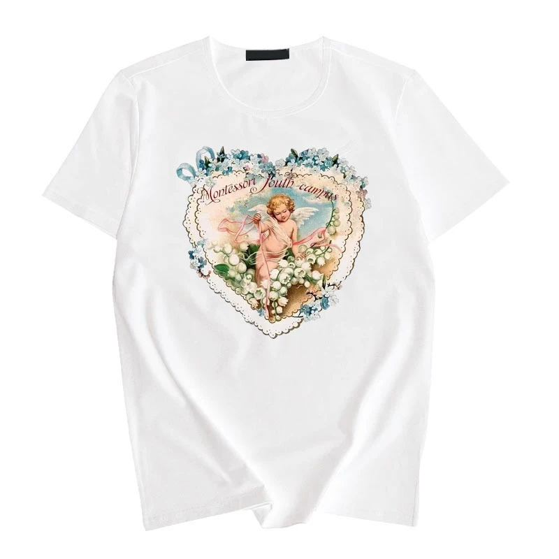 Женская футболка с принтом три ангела свободная повседневная большого размера