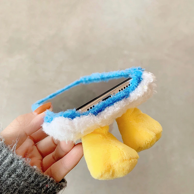 

Cute Cartoon 3D Plush Duck Tail Phone Case For iPhone 11 12 Pro Max Mini X Xs XR 7 8 Plus SE 2 2020 Luxury Silicone Fluff Cover