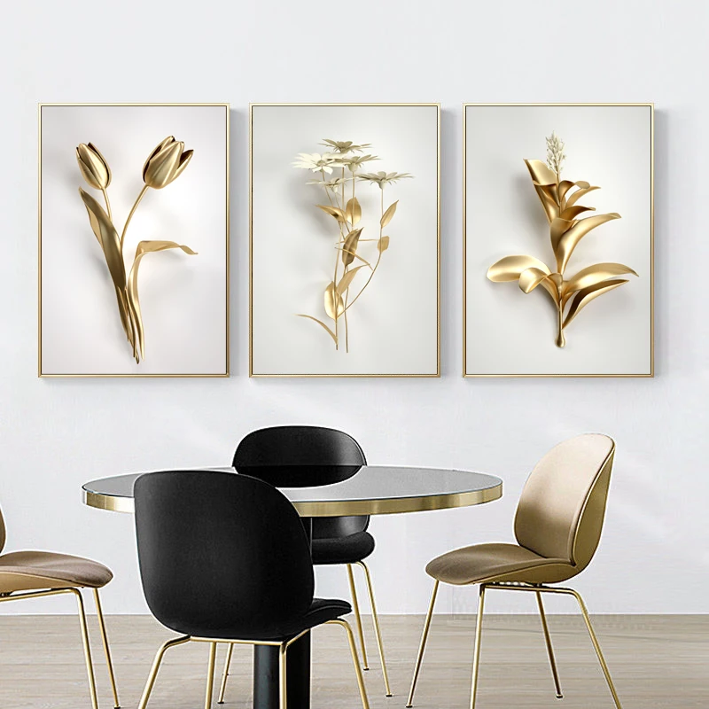 Абстрактный золотой цветок домашний декор роскошная картина холст живопись