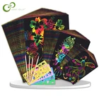 Набор карт Magic Color Rainbow бумага для скретч арта с трафарет для граффити для рисования палочками, художественная роспись, игрушка, детский подарок, GYH