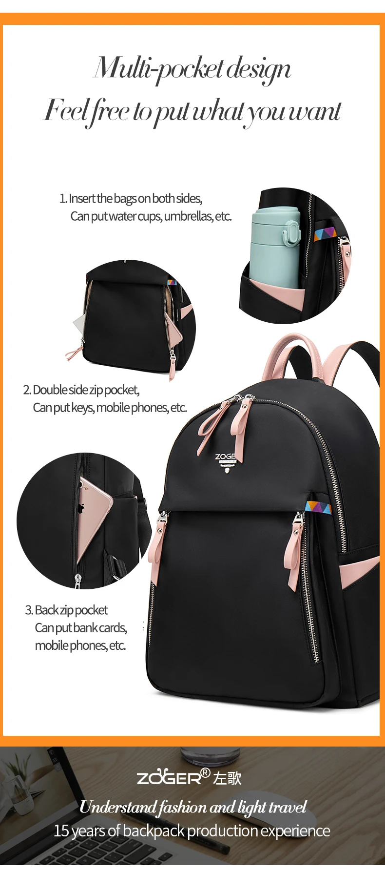 ZOGERmochila feminina new Oxford cloth casual simple backpack fashion canvas bag travel bag mochila mujer