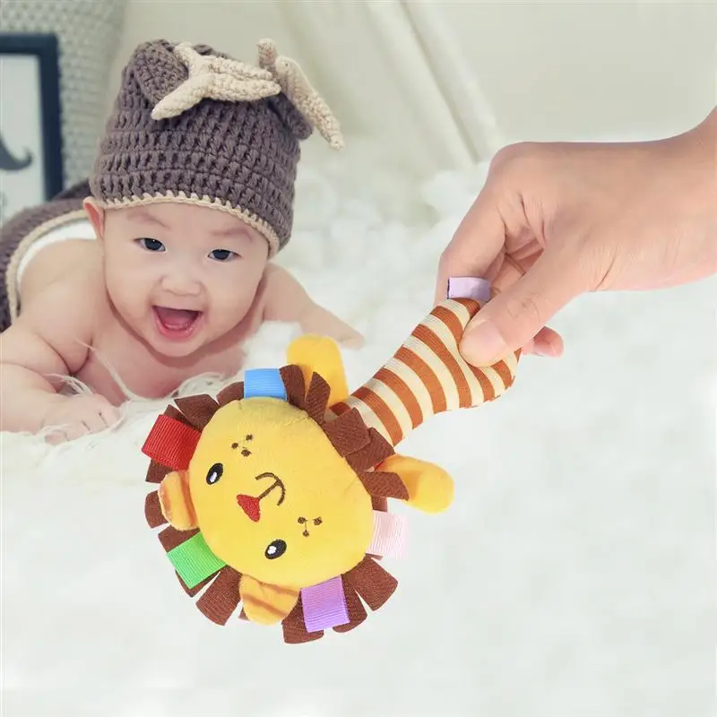 Детские милые Мультяшные Животные Мягкие плюшевые погремушки рука со звуком