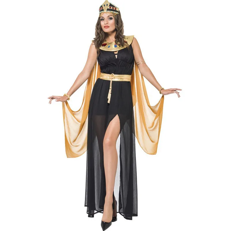 3 Pcs Sexy Egyptian Cleopatra Costume Ladies Cleopatra Roman Toga Robe Greek Goddess Fancy Dress Costume Outfits Gold