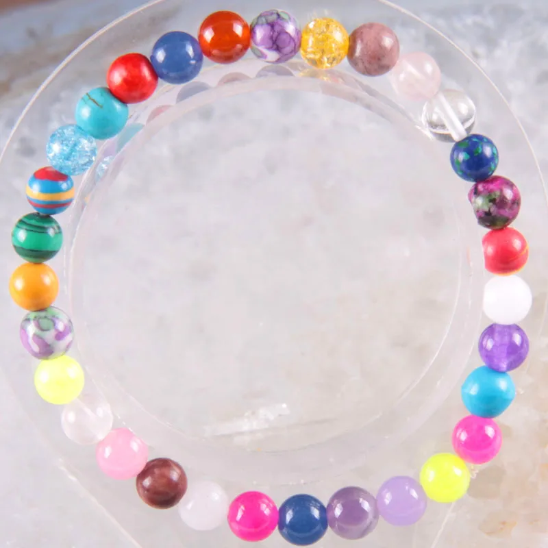 6 8 10 12 мм тянущийся браслет натуральный камень разноцветные камни круглые бусины