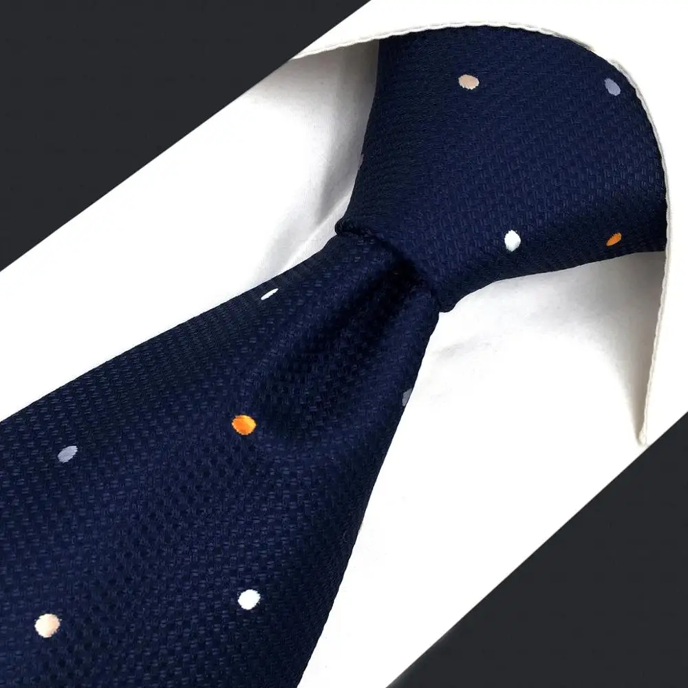 D12 темно синий мужской галстук в горошек набор Шелковый Классический очень