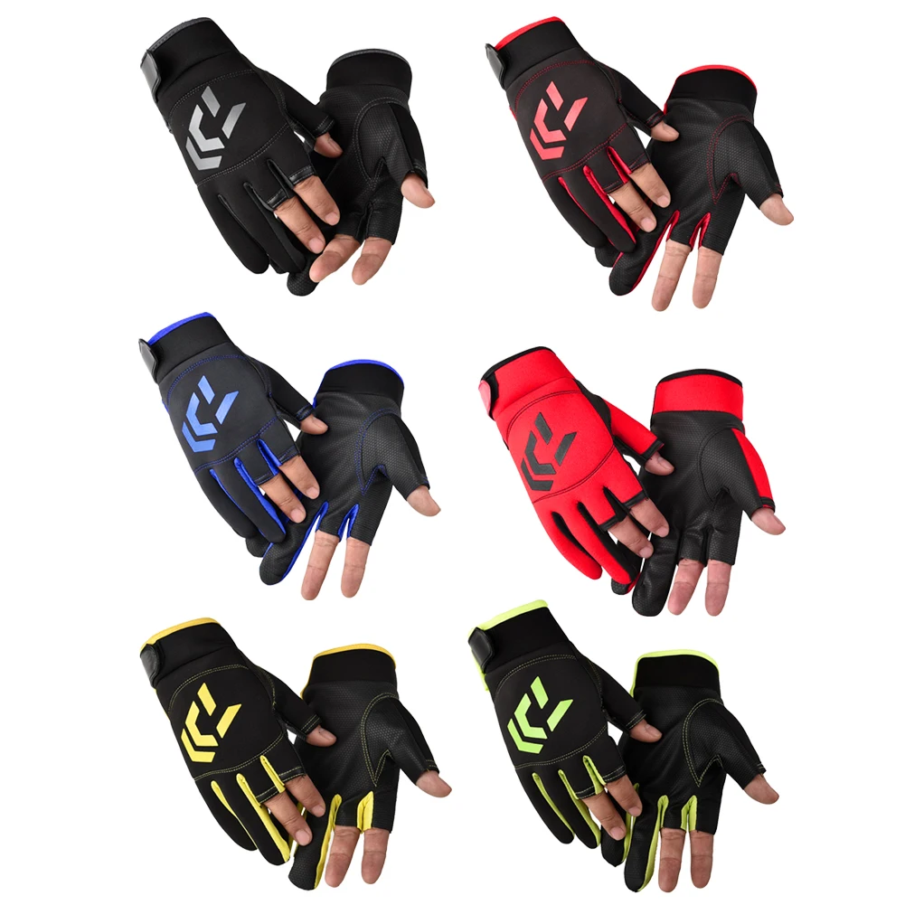 

Summer Nylon Fishing Gloves with 3 Fingers Cut Outdoor Sports Sunscreen Anti-Slip Protective Gloves Fishing Equipment
