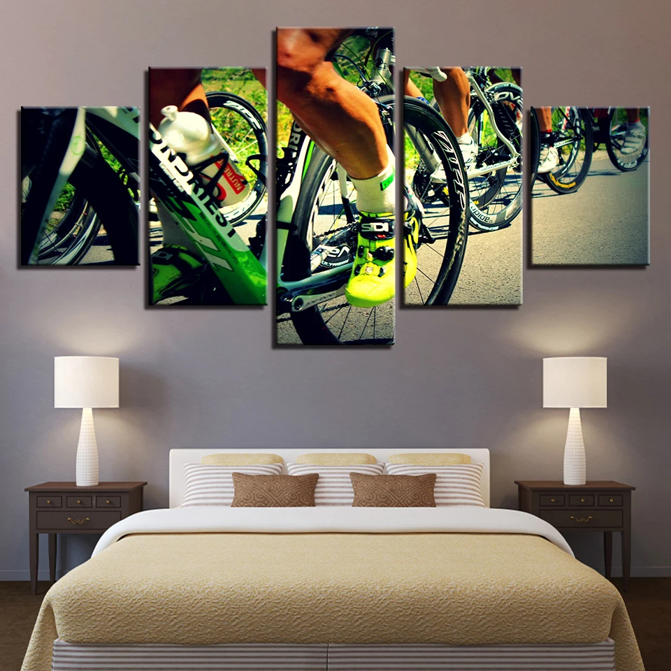 5 шт. велосипедные кросс кантри виды спорта картины для спортзала холст