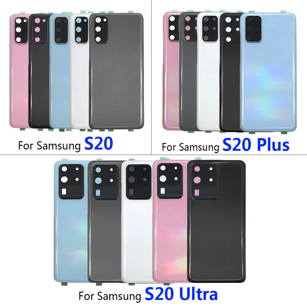 

10Pcs Back Glass Battery Cover Rear Door Housing With Camera Glass Lens For Samsung S20 Ultra G988 S20 Plus S20 G980
