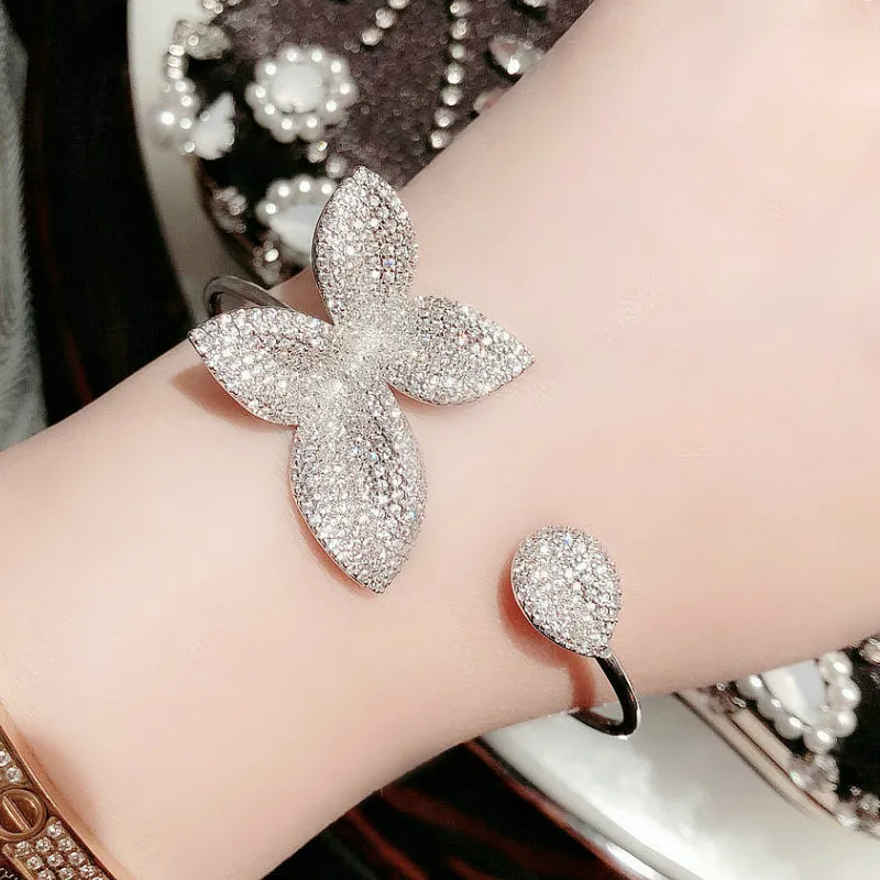 Женский браслет UILZ с полным покрытием золотистого цвета цирконием AAA|Браслеты