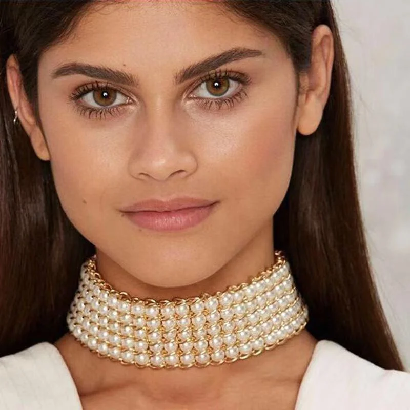 

Ожерелье многослойное жемчужное женское, украшение в европейском и американском стиле, цепочка с жемчугом в ретро стиле