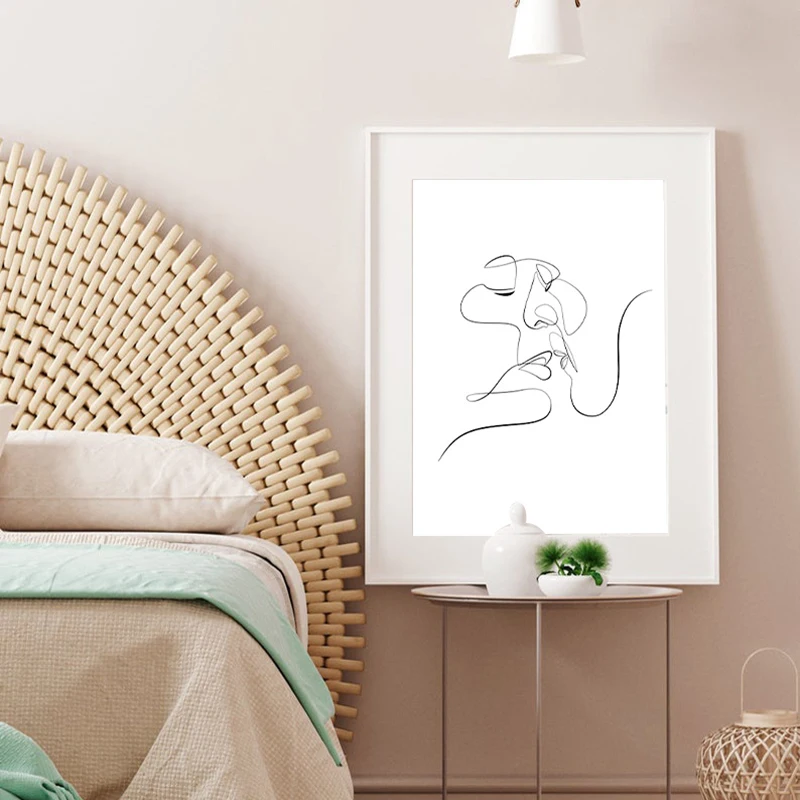 Абстрактная Обнаженная поцелующая линия боди арт Картина на холсте настенное