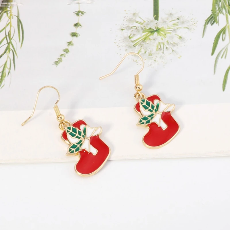 

1 Pair Christmas Earrings Pendant Snowflake Santa Claus Antelope Xmas Tree Ear Drop Dangles Party Jewelry Gifts