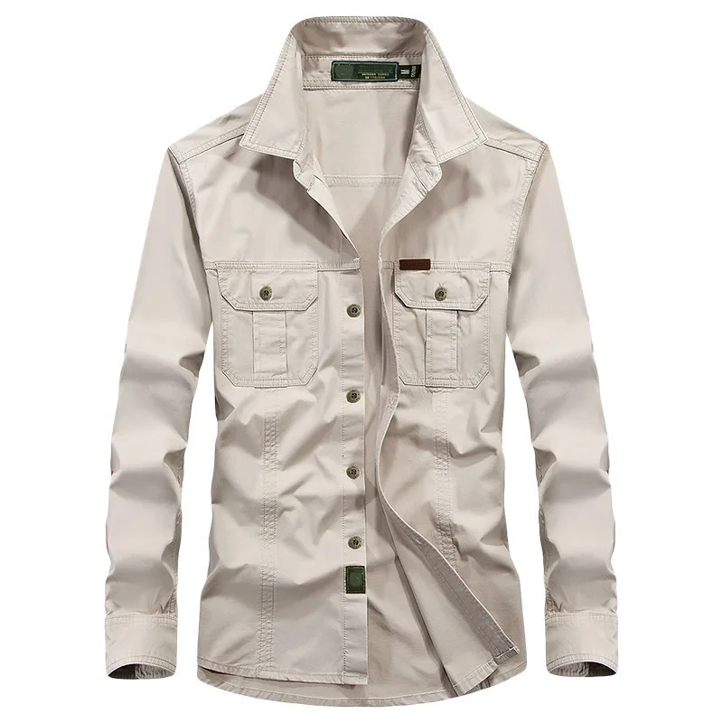 Мужская хлопковая рубашка с длинным рукавом дышащая | одежда