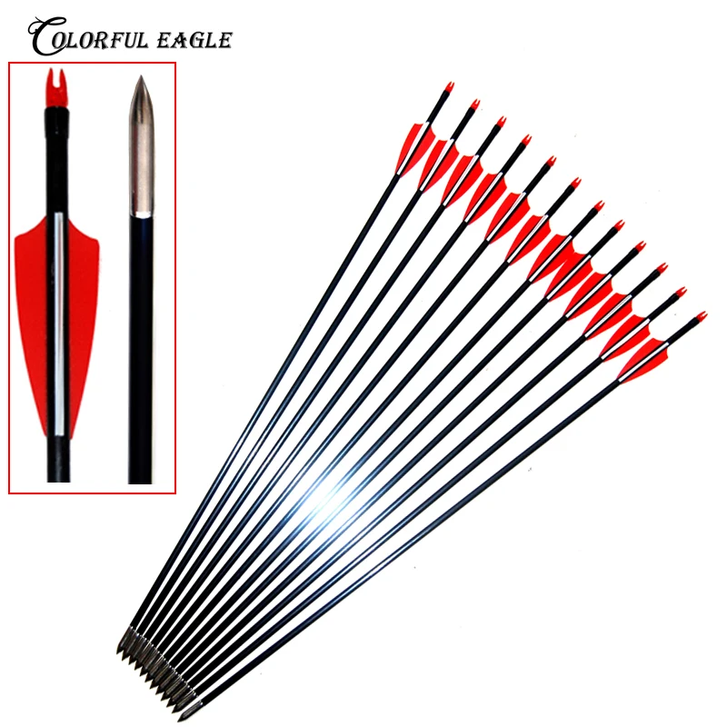 Стрелы из стекловолокна для стрельбы лука 6 30 шт. 28/29/30/31 5 дюймов стрелы 500 красного