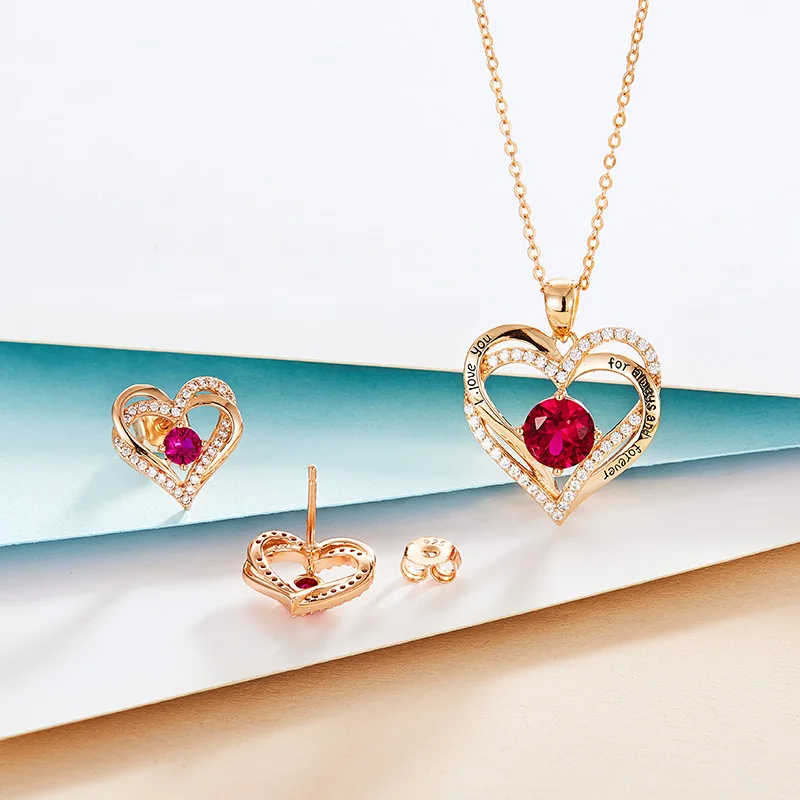 Cdyle женский кулон в виде сердца ожерелье серьги набор с циркониевым камнем я