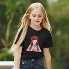 Футболка детская с рисунком Русалочки Ариэль, рубашка с рисунком маленькой принцессы и селфи, летняя одежда в стиле Харадзюку для маленьких девочек