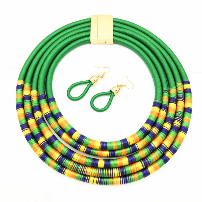 Большой крупный Африканский шнур искусственный ожерелье серьги бохо чокеры