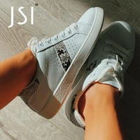 jsi 2021 new white shoes sneaker flats fashion design snake pattern leisure comfortable round toe womens little handmade flats