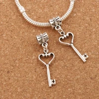 open heart key metal big hole beads 10 5x37mm 35pcs zinc alloy dangle fit european charm bracelets b885