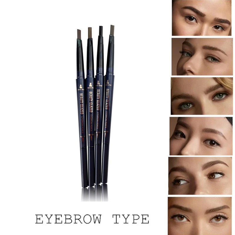 

Двухсторонний карандаш для бровей BEAUTY GLAZED, натуральный водонепроницаемый Вращающийся автоматический треугольный карандаш для бровей с ки...