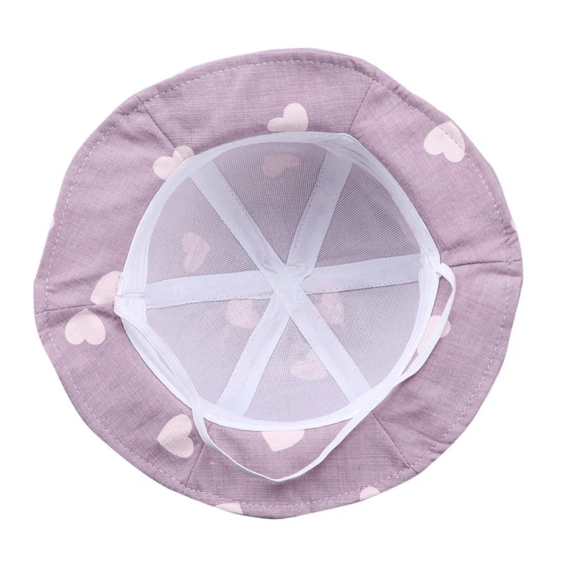 Heart Print Toddler Kids Beach Cap Summer Cute Princess Baby Hat With Flower Bucket 0-12M | Детская одежда и обувь