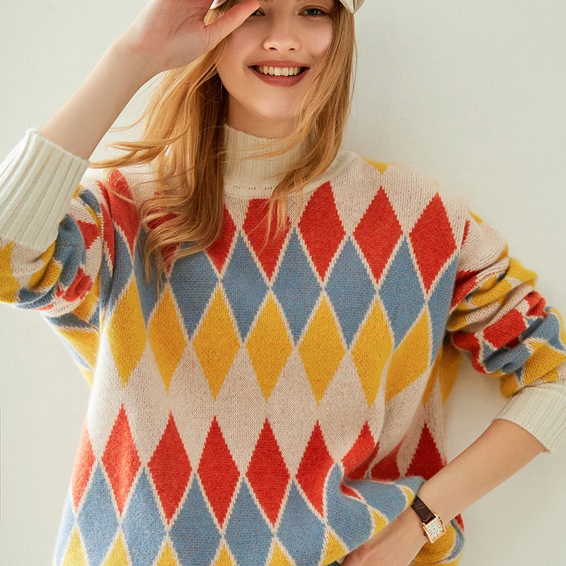 Новинка Осень/Зима 2020 Модный женский кашемировый свитер с узором из страз