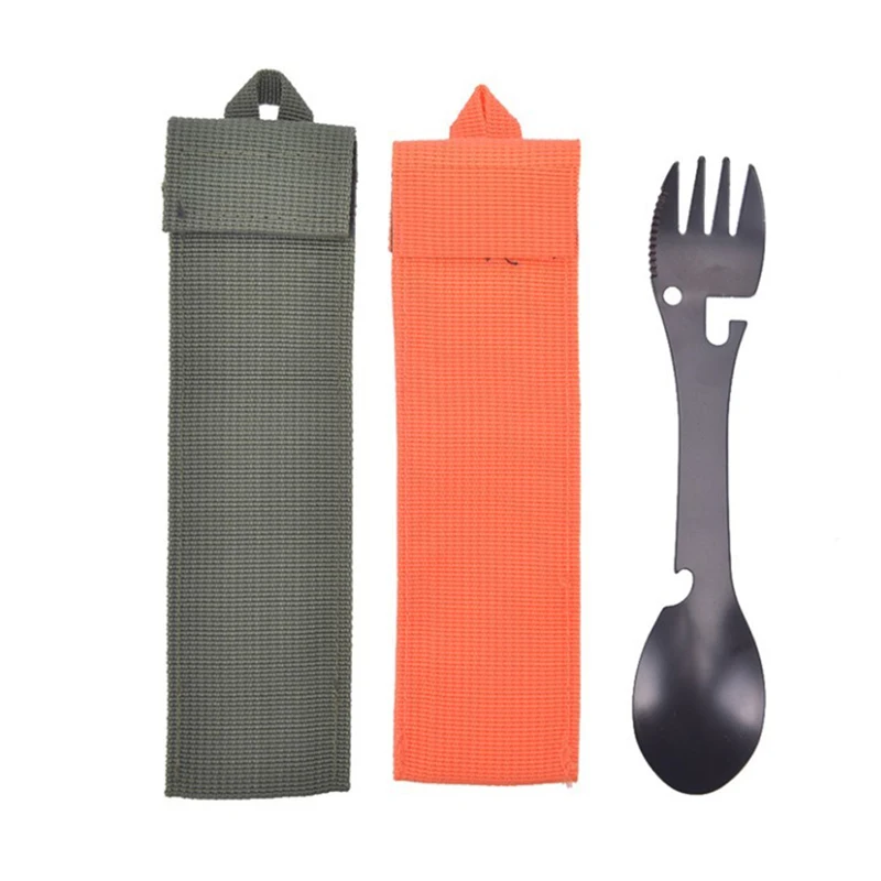 

Five In One Camping Multifunctional Edc Kit Practical Fork Knife Spoon Opener Outdoor Survival Tool Fork Spoon