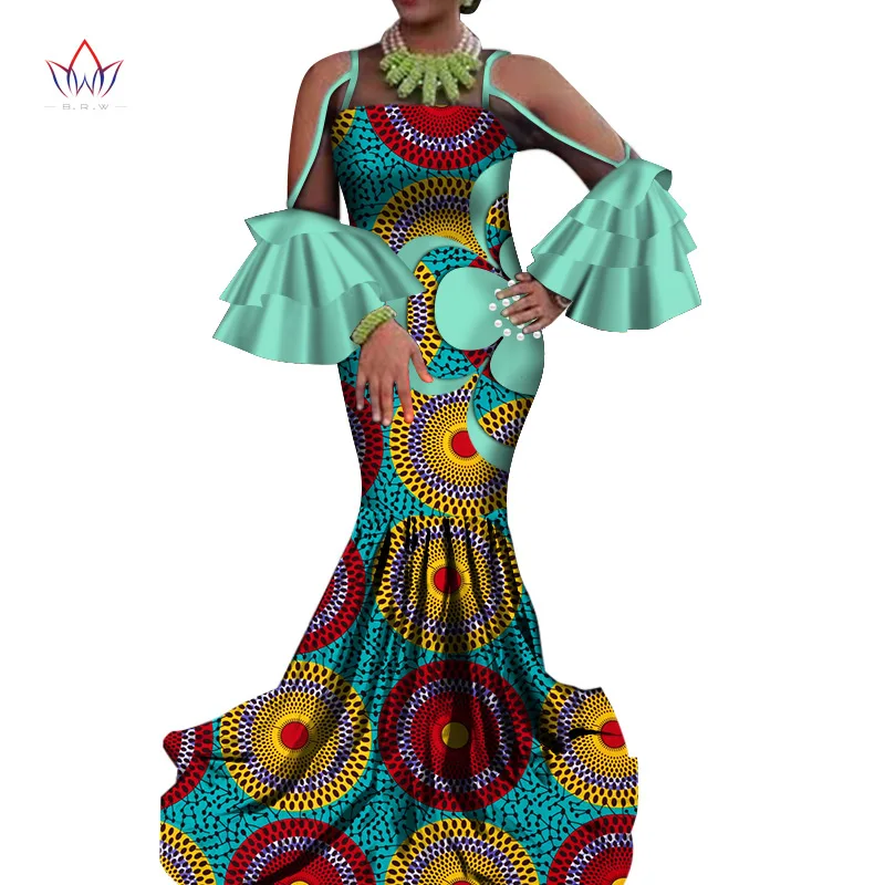 Dress Hot Vestidos Dashiki Women's Dress Cotton Print Traditional African Clothing Fishtail and Ground Clothing Women WY5780