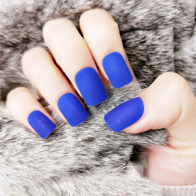 24 шт./компл. матовый накладные ногти подсказок квадрата отделка верха с открытыми