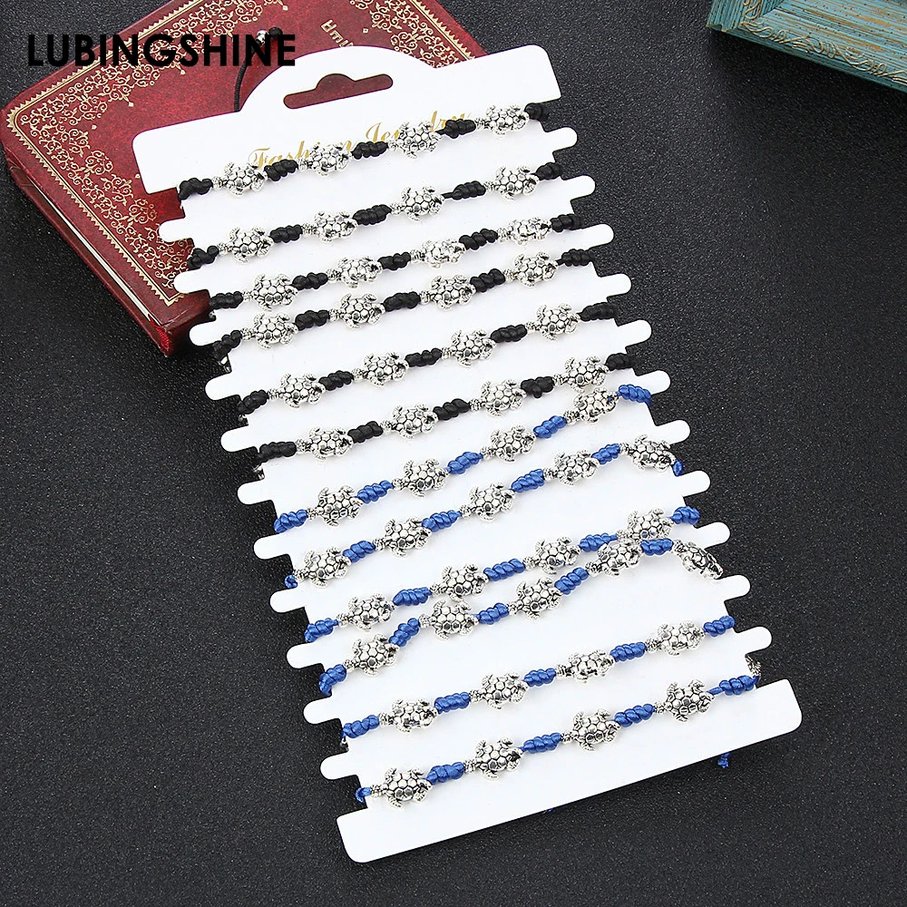 

Metal Geometric Tortoise Charms Bracelets For Women Men Adjustable Blue Black Braided Rope Chain Bracelet Femme Jewelry Gifts