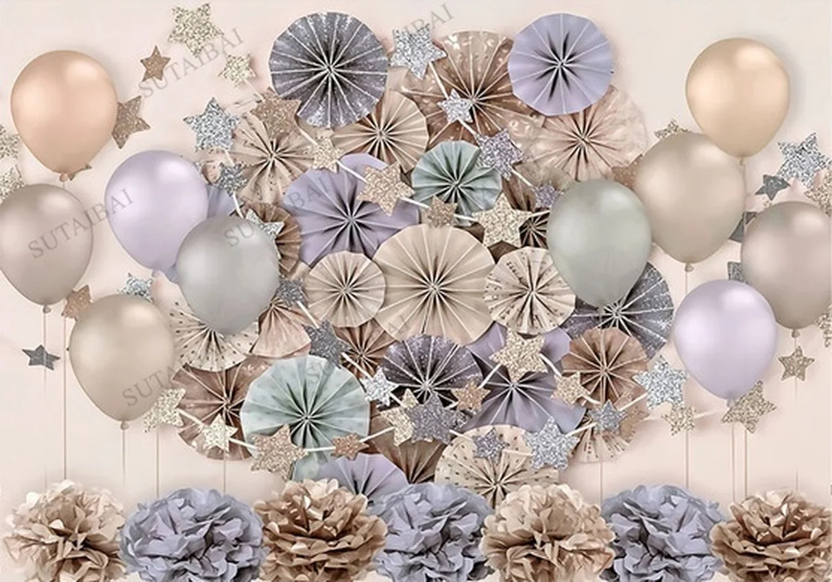 

Baby Shower Cake Smash Backdrop Balloons Flowers Floral Children Newborn Portrait Photocall Background Photography Photo Studio